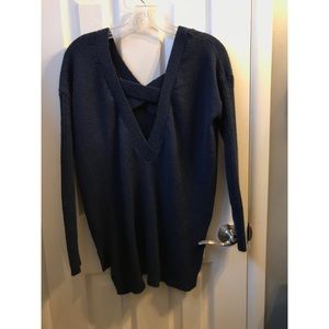 Poof Navy Blue Open Back Sweater Size Small